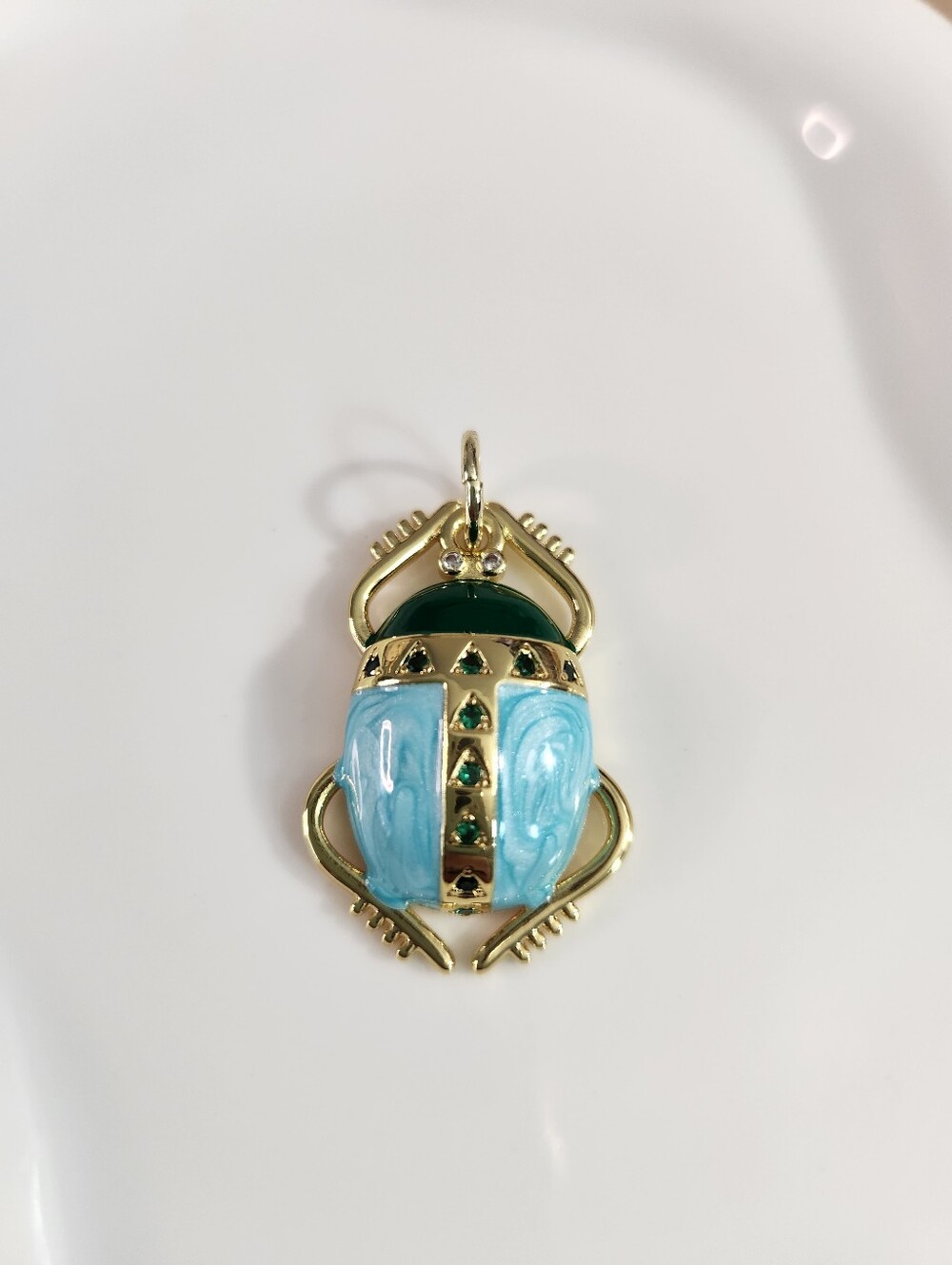 14k Gold Plated Scarab Charm